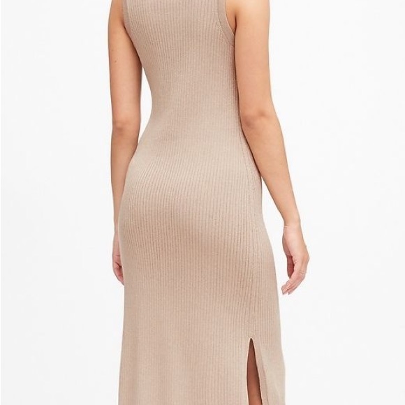 Banana Republic Metallic Scoop Neck Sweater Midi Dress Women’s Tan US Size MP - Picture 2 of 11